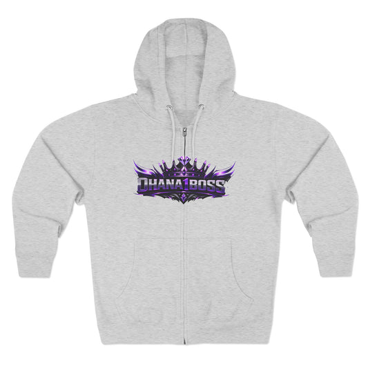 OHANA1BOSS Zip Hoodie — Purple Gaming Crest Zip-Up